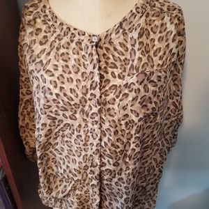 Loft Large Petite cheetah print blouse